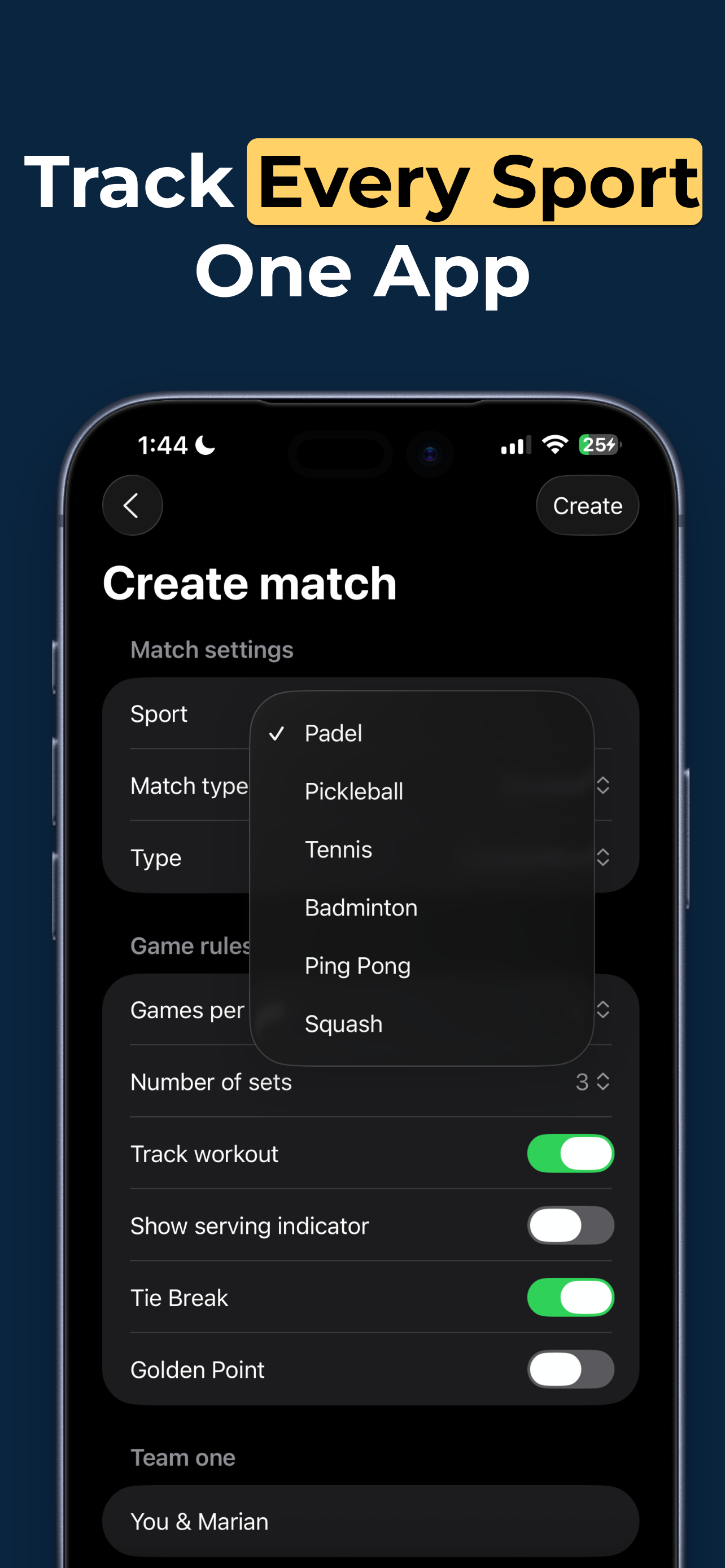 Track Every Sport, One App